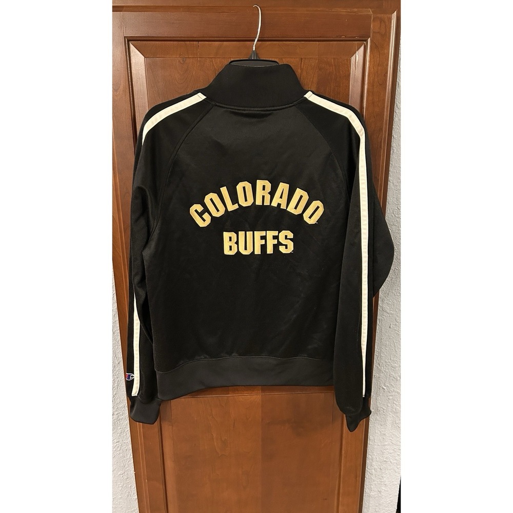 Champion Colorado Buffaloes Full Zip Fieldhouse Track Jacket Mens M Black Vtg - Picture 7 of 9
